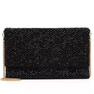 Reiss 'Minty' Beaded Black with Gold Chain Shoulder Strap Evening Bag